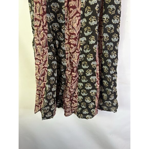 New Natural Life Color Block Patchwork Floral Flowy Maxi Skirt Boho - Picture 3 of 8